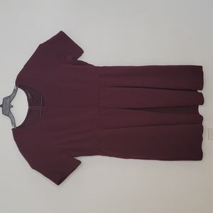 Lane Bryant 26/28 Maroon Ribbed short sleeved dress